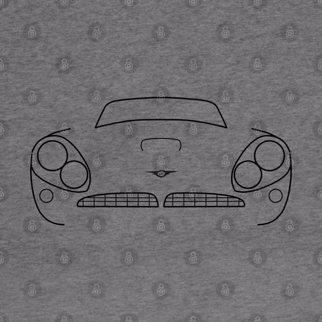 Jensen C-V8 1960s classic British GT car black outline graphic by soitwouldseem